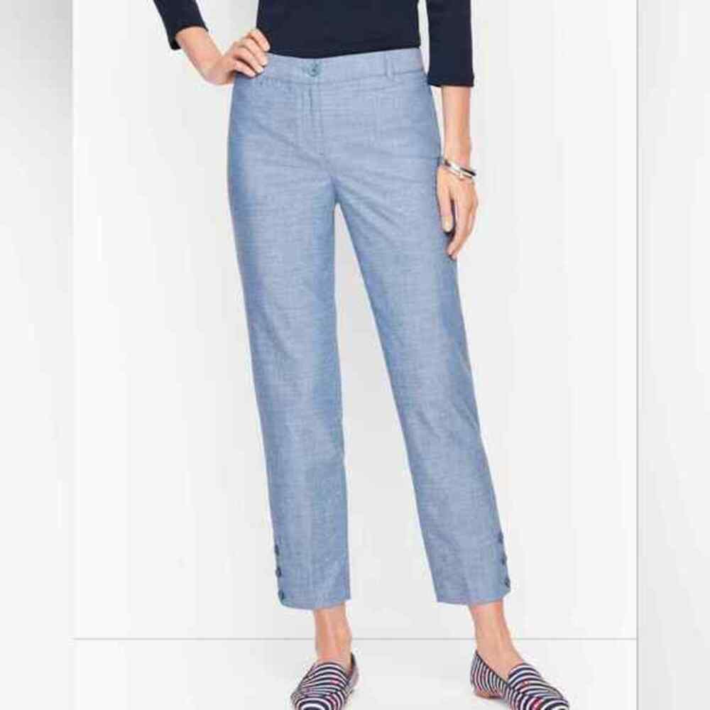 Talbots the perfect crop 3 button Chambray blue plus size 16WP NEW!!